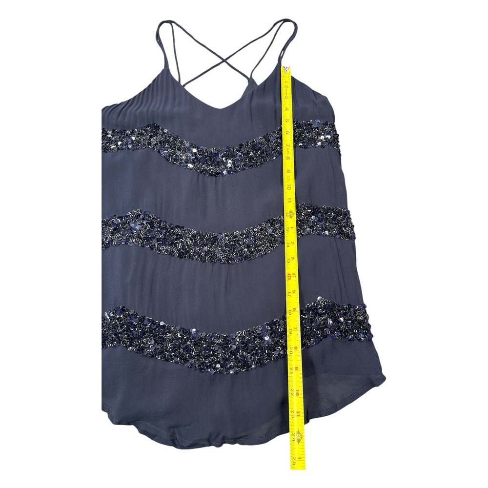 Willow & Clay Navy Blue Sequin Tiered Strappy Cami Top WW8271CAT Size Large - Picture 6 of 6